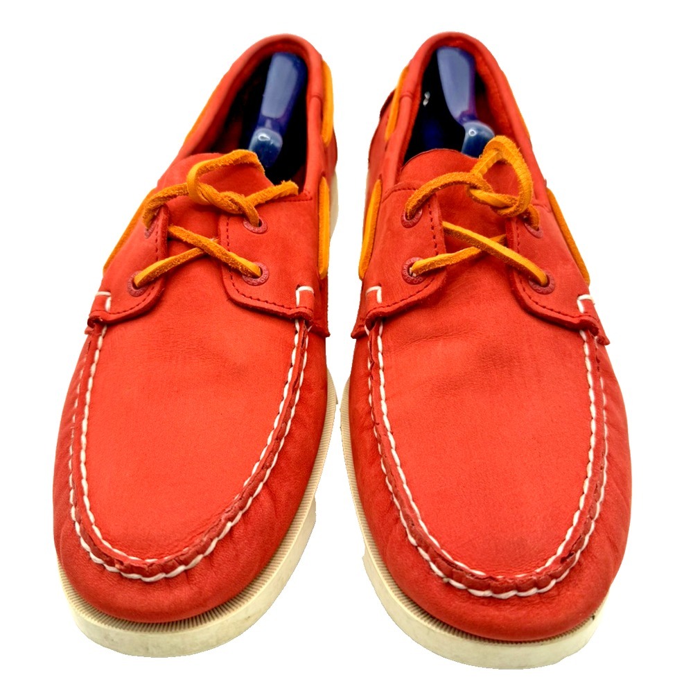 Sebago Docksiders Sz 10 Red Authentic Portland Ariprene Suede Leather Slip Resis - Picture 4 of 7